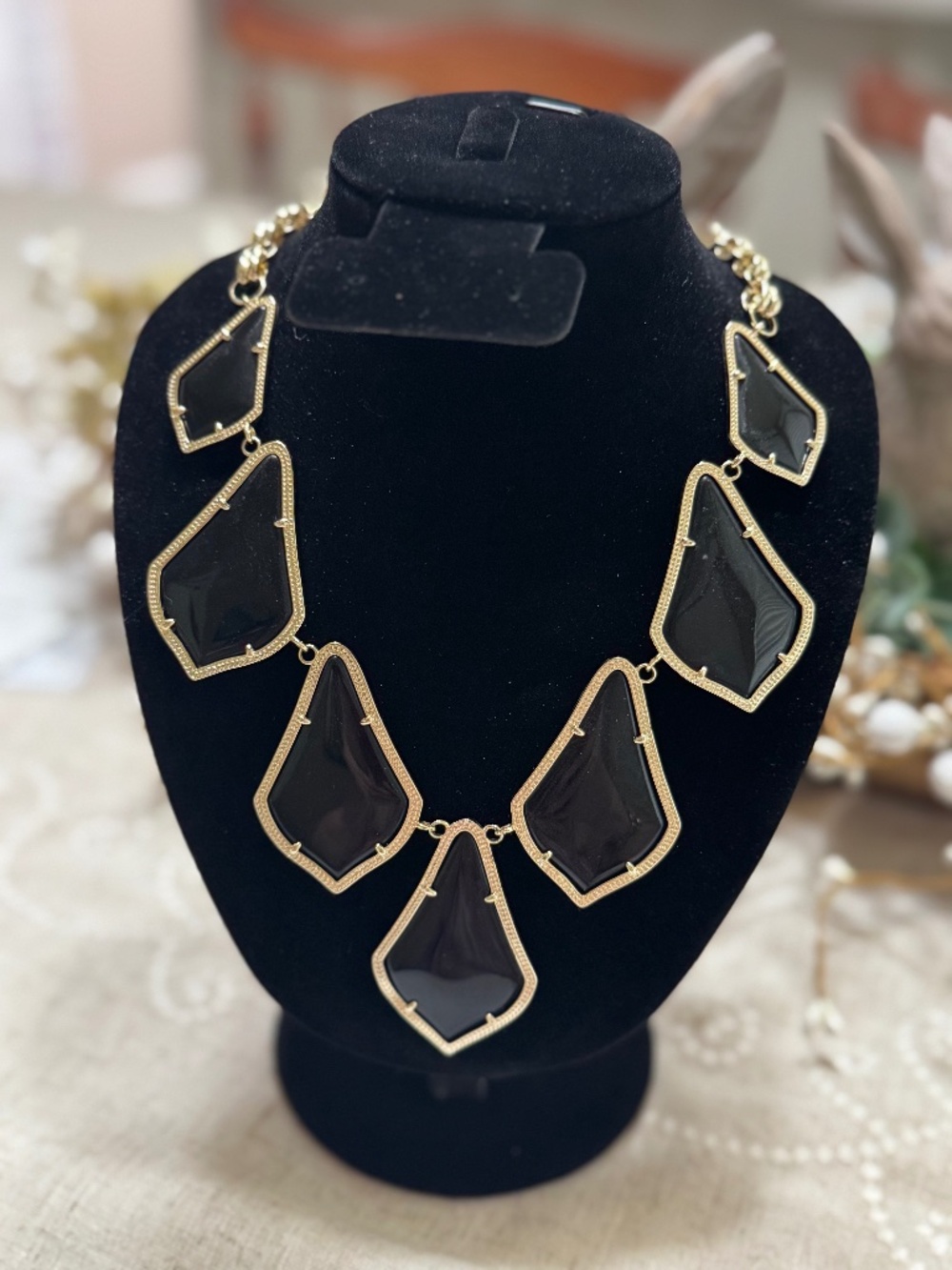 Kendra Scott Kelsey Necklace with Black Stones Gold